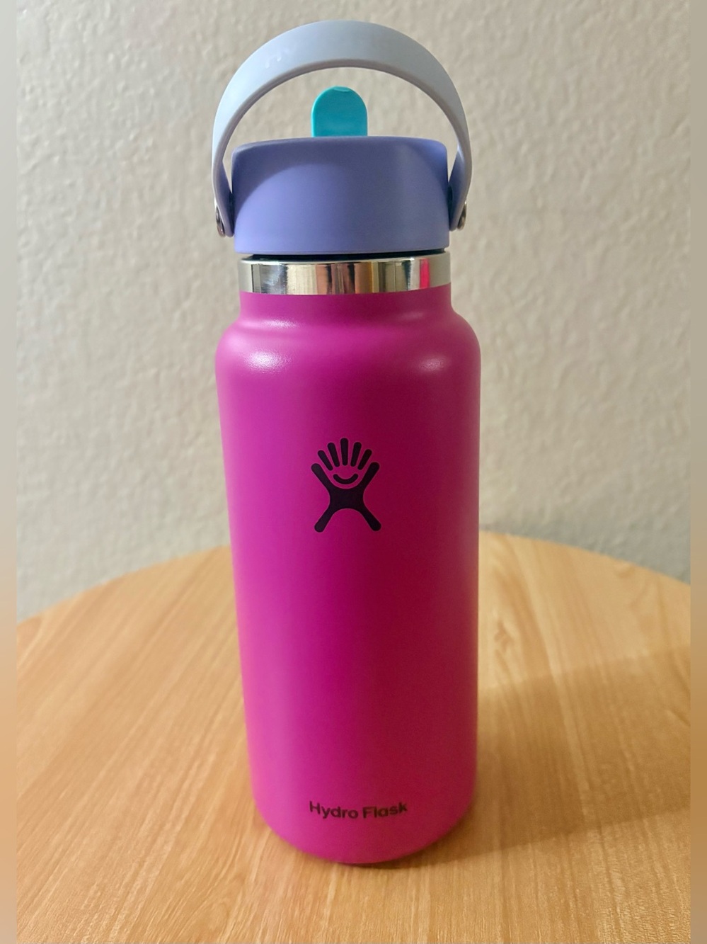 Hydro Flask 32oz Wide Mouth Flex Straw Water Bottle Pink Holiday Punch EUC